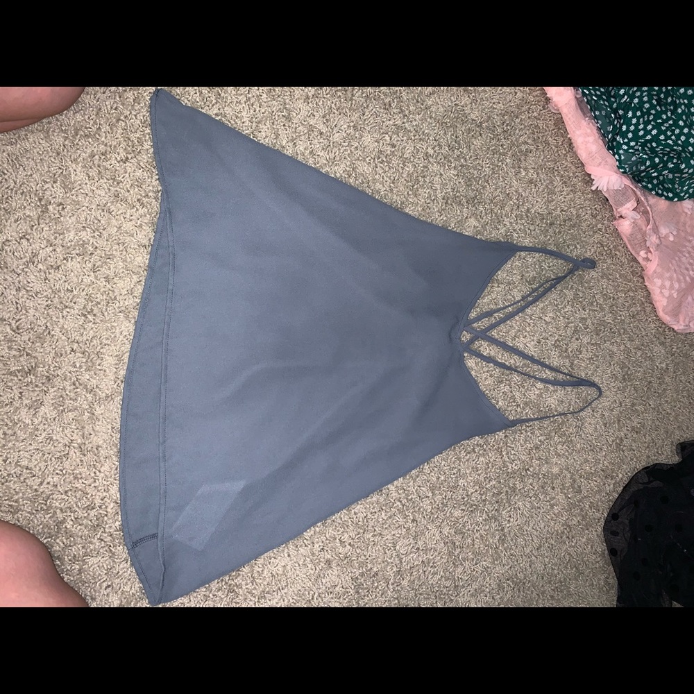 Gray cross back blouse